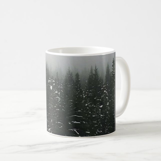 Winter im Bergwald, Oregon Kaffeetasse (VorderseiteRechts)