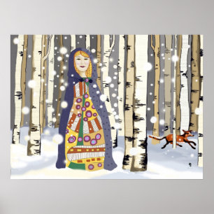 Winter im Birkenwald Poster