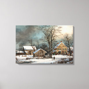 Winter im Land, kalter Morgen umhüllte Leinwand