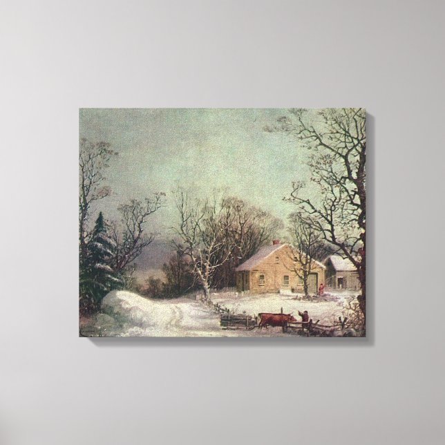 Winter im Land, Leinwand Currier & Ives (Vorderseite)
