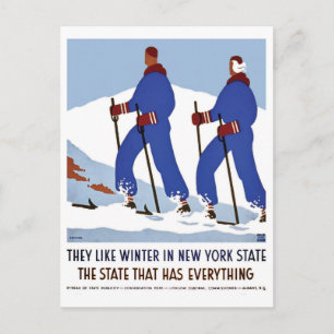 Winter im New Yorker Staat, Skischuhpferd, Vintag Postkarte