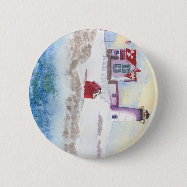 Winter im Nubble LIghthouse in Maine Button (Vorderseite)