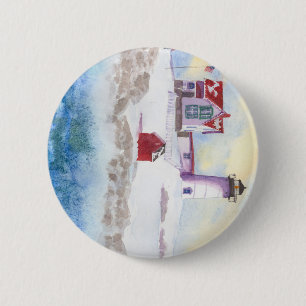 Winter im Nubble LIghthouse in Maine Button