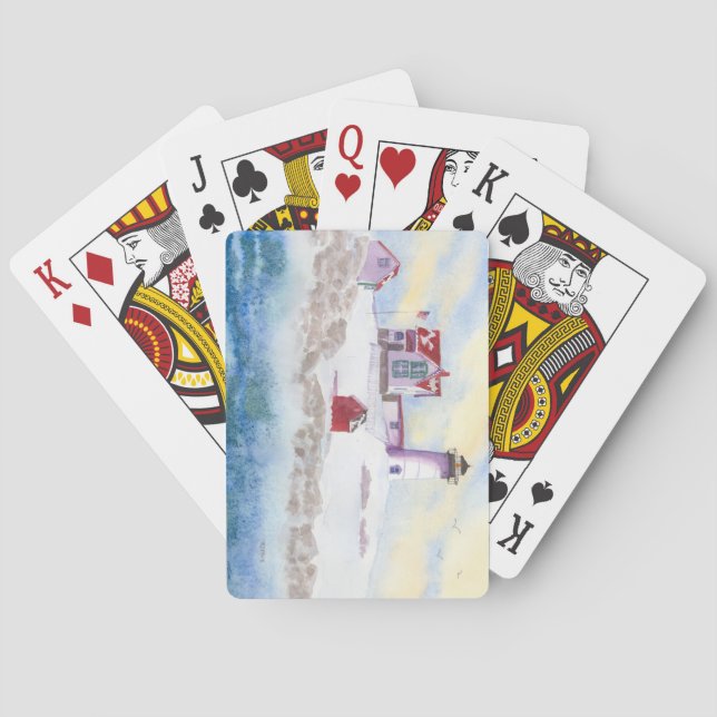 Winter im Nubble LIghthouse in Maine Spielkarten (Rückseite)