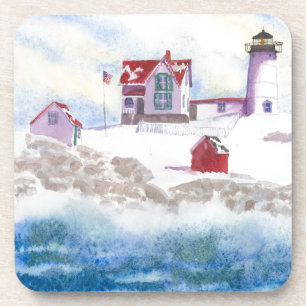 Winter im Nubble LIghthouse in Maine Untersetzer