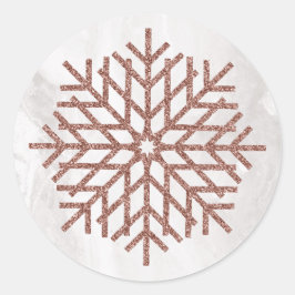 Winter Imitate Rose Gold Snowflakes Runder Aufkleber