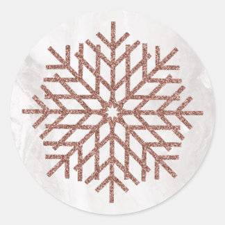 Winter Imitate Rose Gold Snowflakes Runder Aufkleber