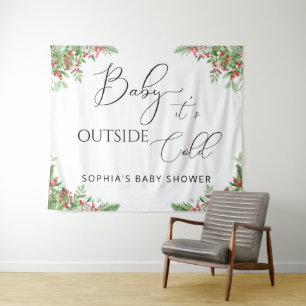 Winter immergrün Baby ist kalt draußen Wandteppich