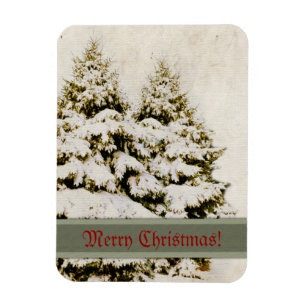 Winter Immergrüne Vintage Magnet