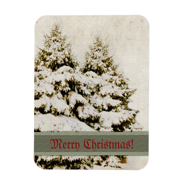 Winter Immergrüne Vintage Magnet (Vertikal)