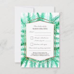 Winter immergrünes Blattwerk Aquarell Grüne Hochze RSVP Karte