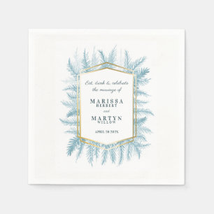 Winter immergrünes Blattwerk Blaue Hochzeit Serviette