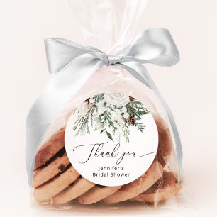 Winter immergrünes Brautparty Runder Aufkleber