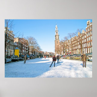 Winter in Amsterdam in den Niederlanden Poster