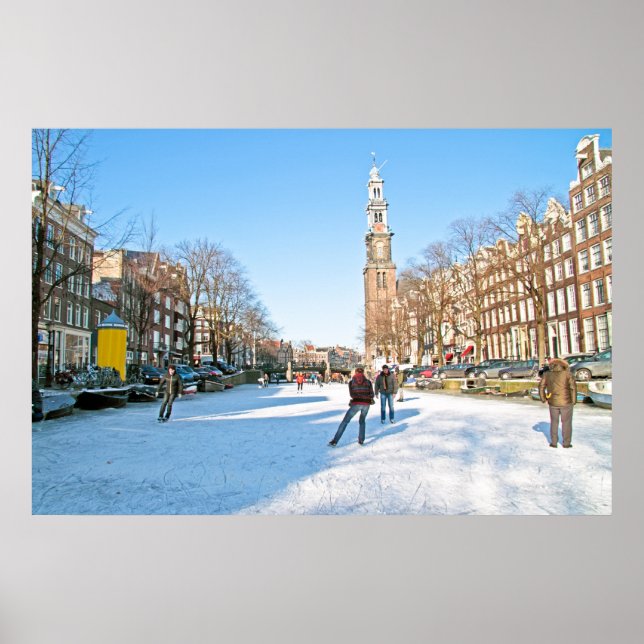 Winter in Amsterdam in den Niederlanden Poster (Vorne)