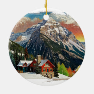 Winter in den kanadischen Rocky Mountains Keramik Ornament