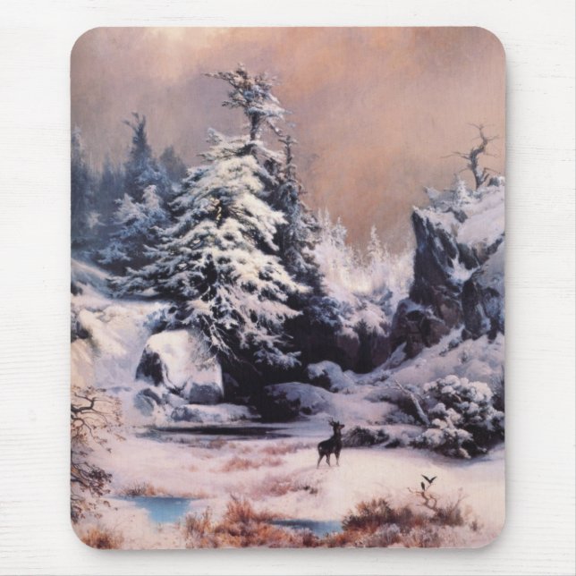 Winter in den Rocky Mountains (von Thomas Moran) Mousepad (Vorne)