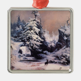 Winter in den Rocky Mountains (von Thomas Moran) Ornament Aus Metall