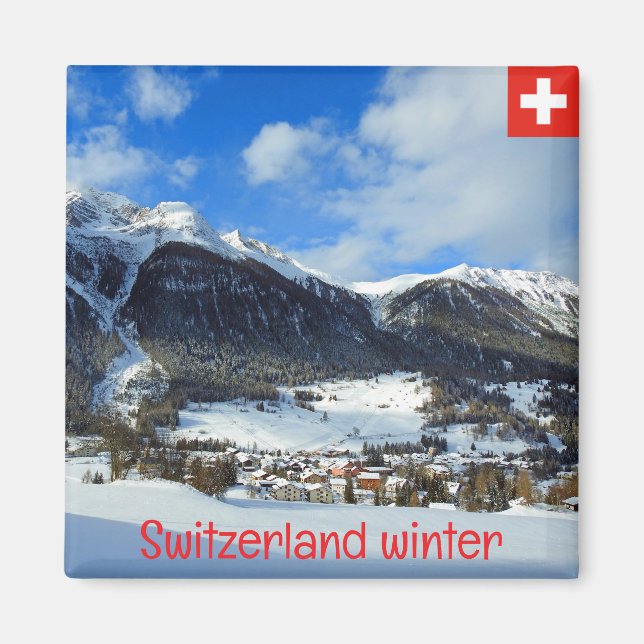 Winter in den Schweizer Bergen Magnet (Vorne)