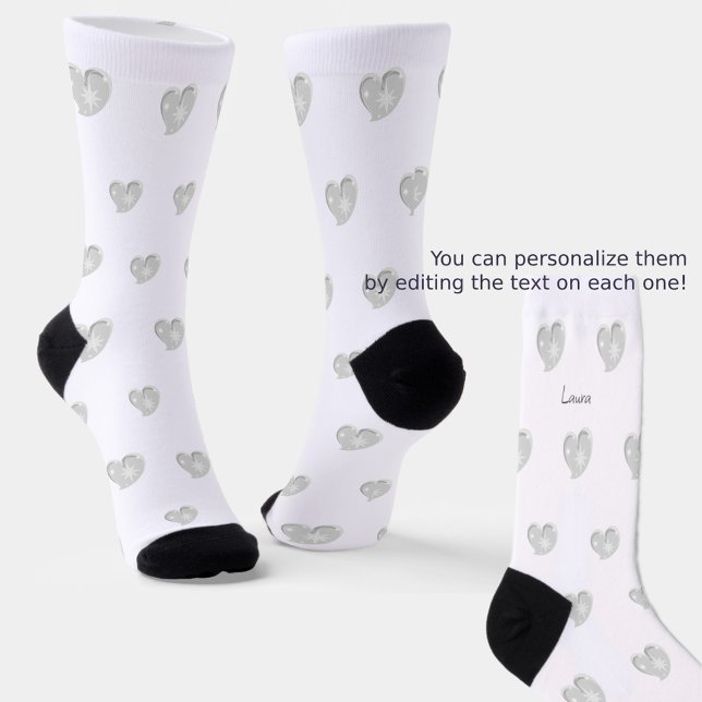 Winter in der Liebe - Silberne Herzen - Bearbeitba Socken (A lovely Christmas gift!)