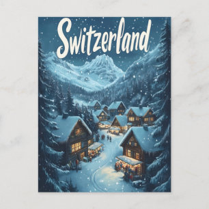 Winter in der Schweiz: Bergregion Postkarte