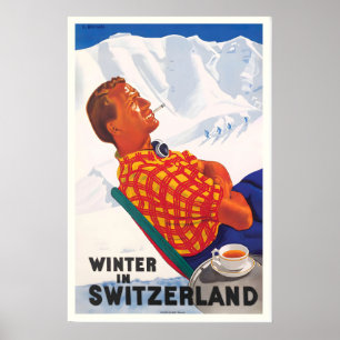Winter in der Schweiz Vintage-Reiseposter Poster