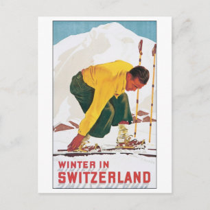 Winter in der Schweiz Vintage-Reiseposter Postkarte