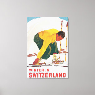 Winter in der Schweiz Vintage Travel Poster Leinwanddruck