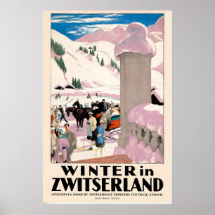 Winter in der Schweiz Zürich Vintage-Reiseposter Poster