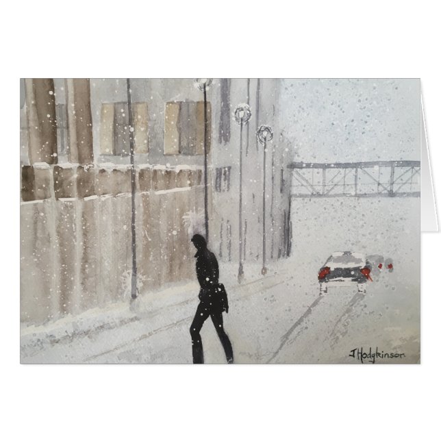 WINTER IN DER STADT. AQUARELL (Vorderseite (Horizontal))