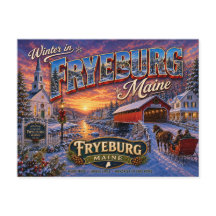 Winter in Fryeburg Maine Nostalgische Postkarte
