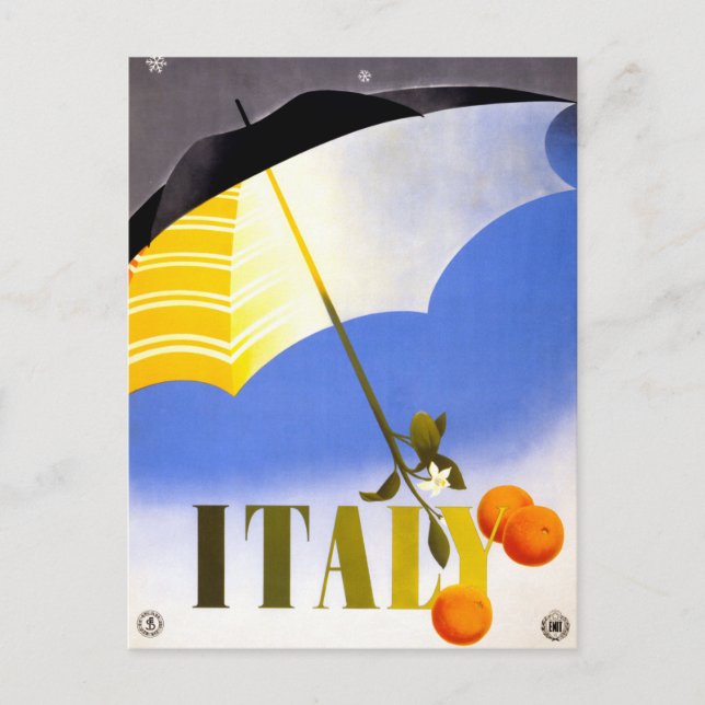 Winter in Italien Vintage Reiseplaner restauriert Postkarte (Vorderseite)
