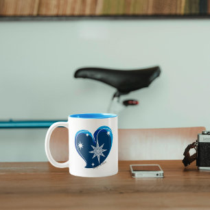 Winter in Liebe-Signatur-blau Zweifarbige Tasse