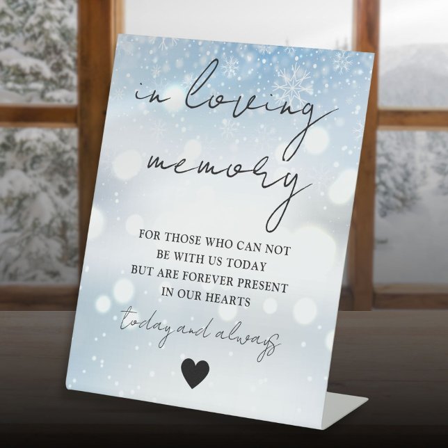 Winter in Love Memory - Elegantes Skript Sockelschild (Winter In Loving Memory Elegant Script Pedestal Sign)