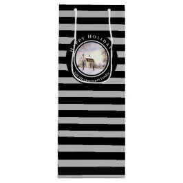 Winter in Neuengland Weihnachts Schwarzer grauer K Geschenktüte Für Weinflaschen