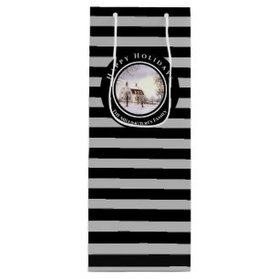 Winter in Neuengland Weihnachts Schwarzer grauer K Geschenktüte Für Weinflaschen