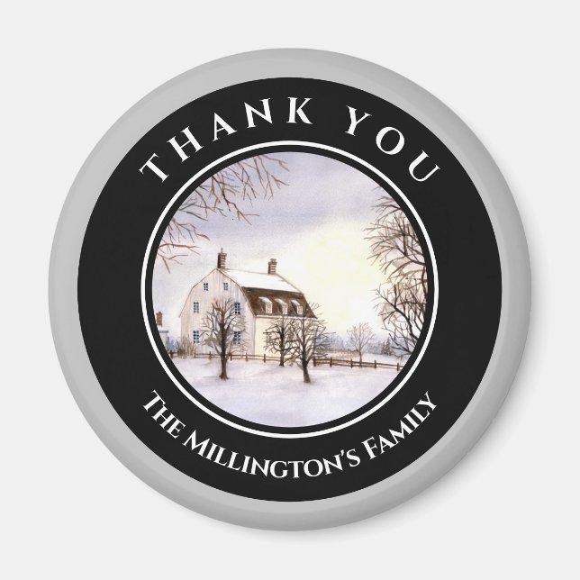 Winter in Neuengland Weihnachts Schwarzer grauer K Magnet (Vorne)