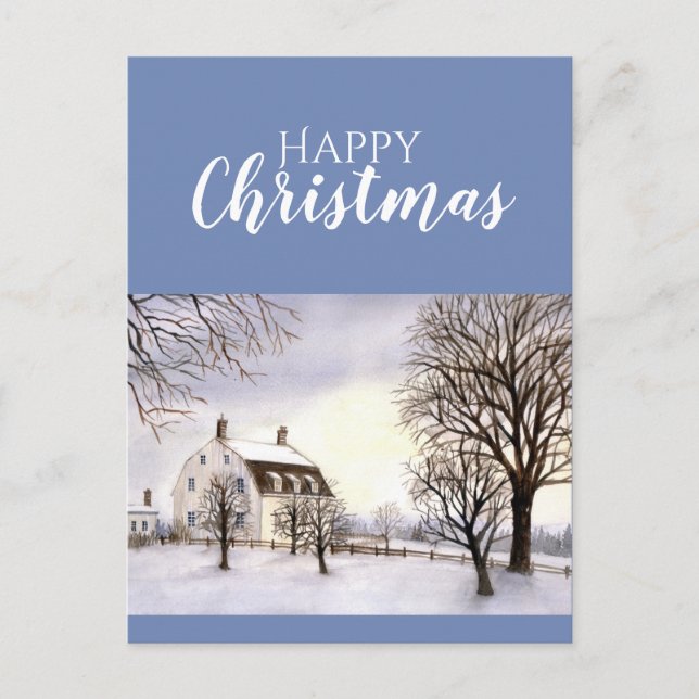 Winter in New England Aquarellmalerei Postkarte (Vorderseite)