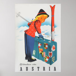 Winter in Österreich Vintage Poster