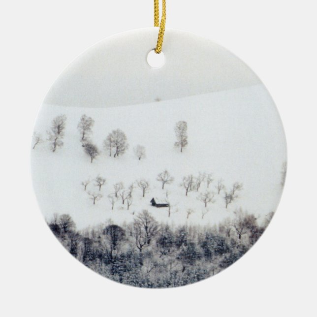 Winter in Paltinis - Rumänien Keramik Ornament (Vorne)