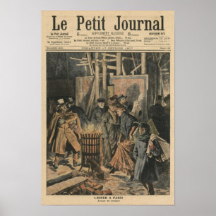 Winter in Paris, around the brazier Poster