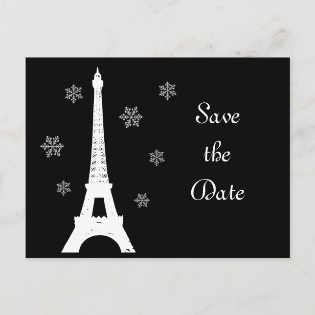 Winter in Paris Save the Date Postkarte (Vorderseite)