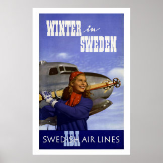 Winter in Schweden Vintage Travel Poster