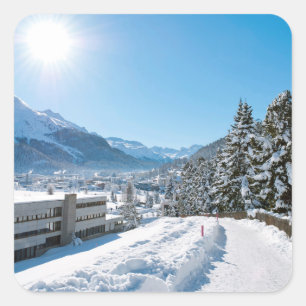 Winter in St. Moritz Quadratischer Aufkleber