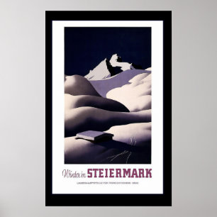 "Winter in Steiermark" Vintages Reise-Plakat Poster