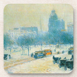 Winter in Union Square von Frederick Childe Hassam Getränkeuntersetzer