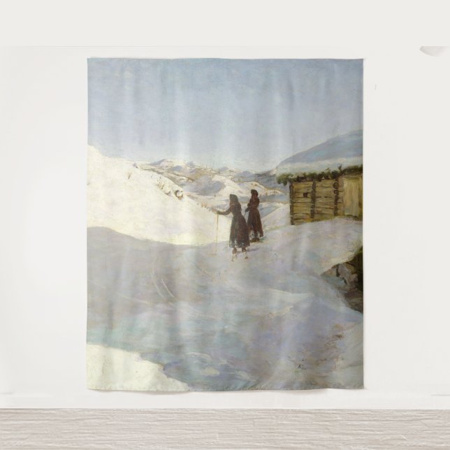 Winter in Vagsil im Telemark | Jacob Gloersen Wandteppich (Vorderseite)