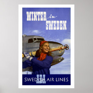 Winter in Vintager Reise Schwedens Poster