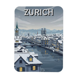 Winter in Zürich Schweiz Reise Magnet