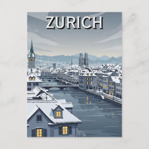 Winter in Zürich Schweiz Reise Postkarte
